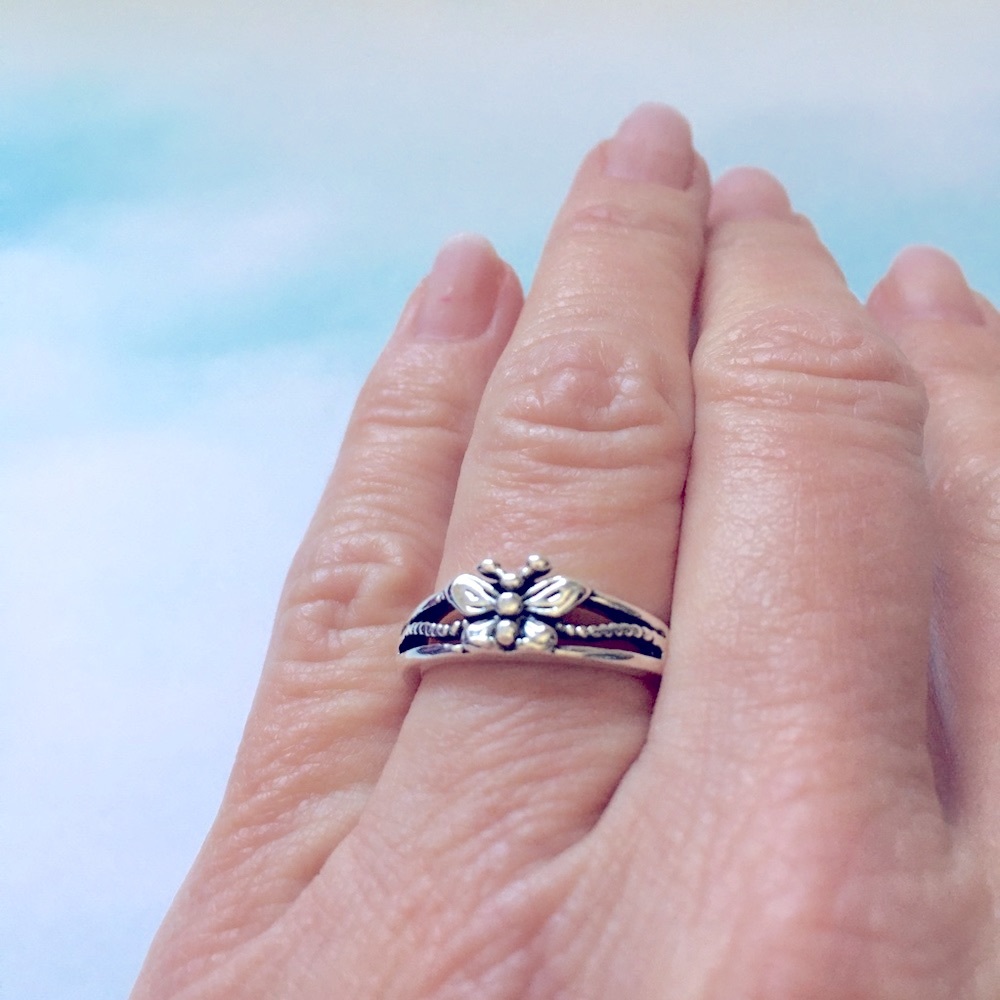 Dainty Antique Silver Butterfly Ring.  New, size 6, #Boho#Nature
